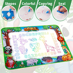 MQUDUO Large Kids Water Drawing Mat with Alphabet Numbers Animals