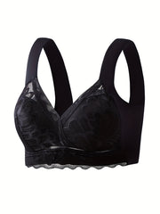 Lace Wireless Bra Scallop Trim Stretch Tank Bra