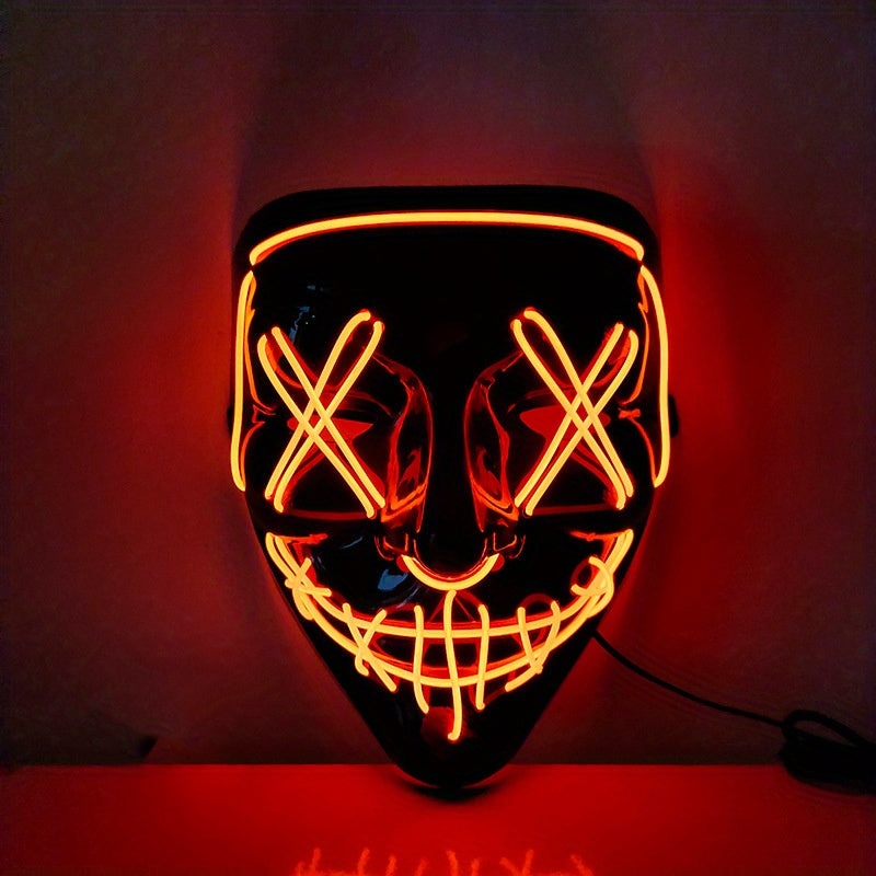 Men's LED Luminous Cyberpunk Tech Mask for Halloween Dress-Up