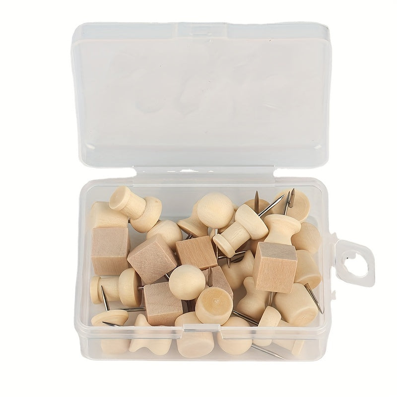 30pcs Creative Wooden Pattern Nail Press Nail Soft Woodworking Word Nail