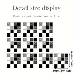 10pcs 10 Mosaic Tile Sticker PVC Wallpaper Kitchen Bathroom Decoration