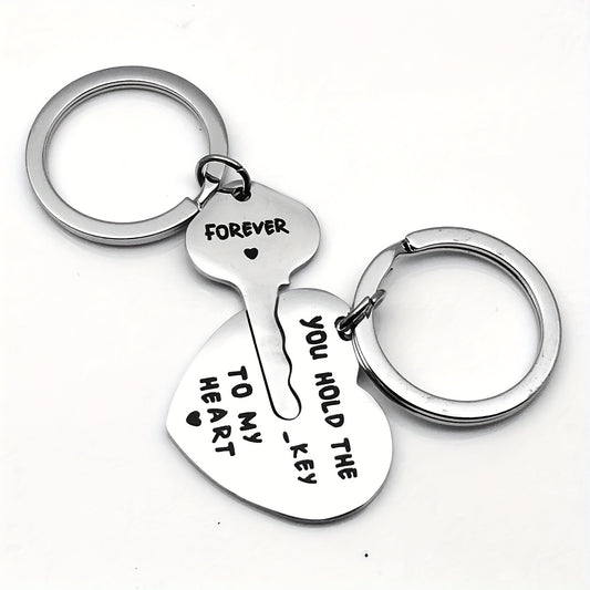2pcs Stainless Steel Letter Keychain Set