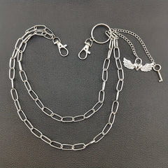 Wings Key Charm Layered Trouser Chain Punk Hip Hop Chain Accessories