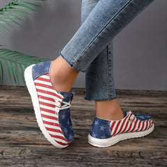 Women's Flag Pattern Canvas Shoes Low Top Flat Loafers