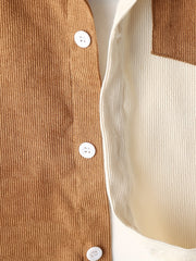 Boy's Corduroy Shirt & Sweatpants Set Long Sleeve Top Outfits