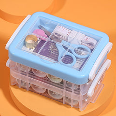 Transparent 3 layer Sewing Box Set Portable Household Sewing Kit