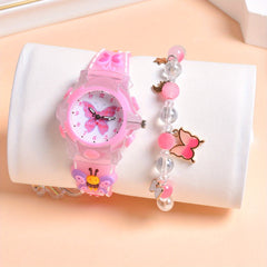 Kids 3D Silicone LED Flash Luminous Quartz Watches Set