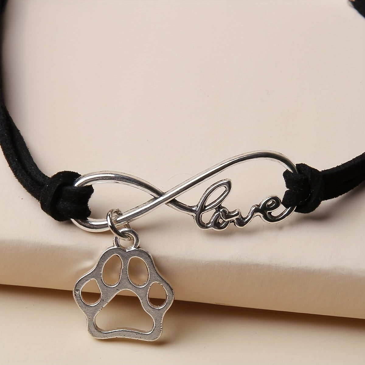 Pet Memorial Bracelet Number 8 Shape Dog Paw Charms