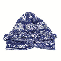 Boho Print Braided Turban Cap Vintage Pre-tied Bonnet Head Wrap Head Scarf