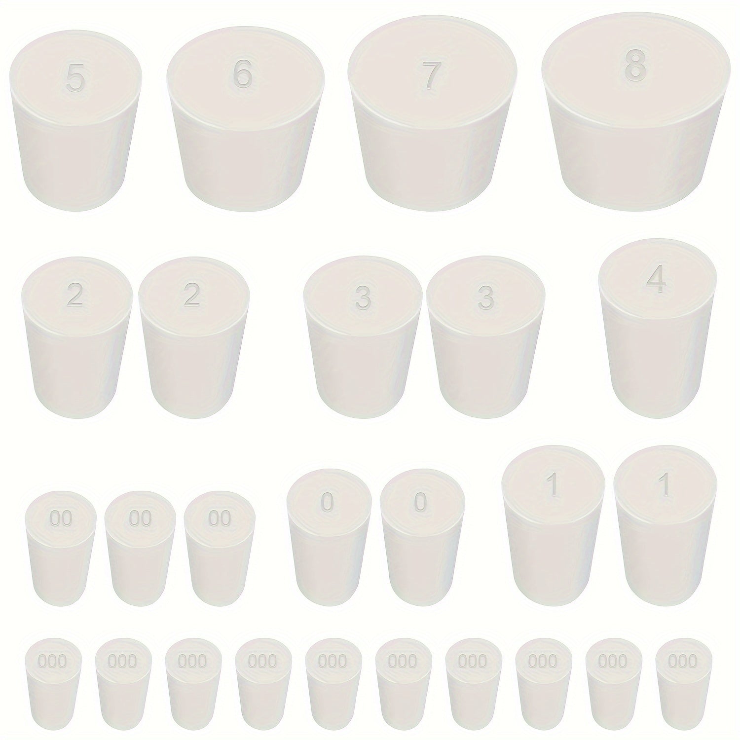 26pcs Lab Rubber Plugs Small Waterproof Plugs 11 Sizes 000 To 8 Cone