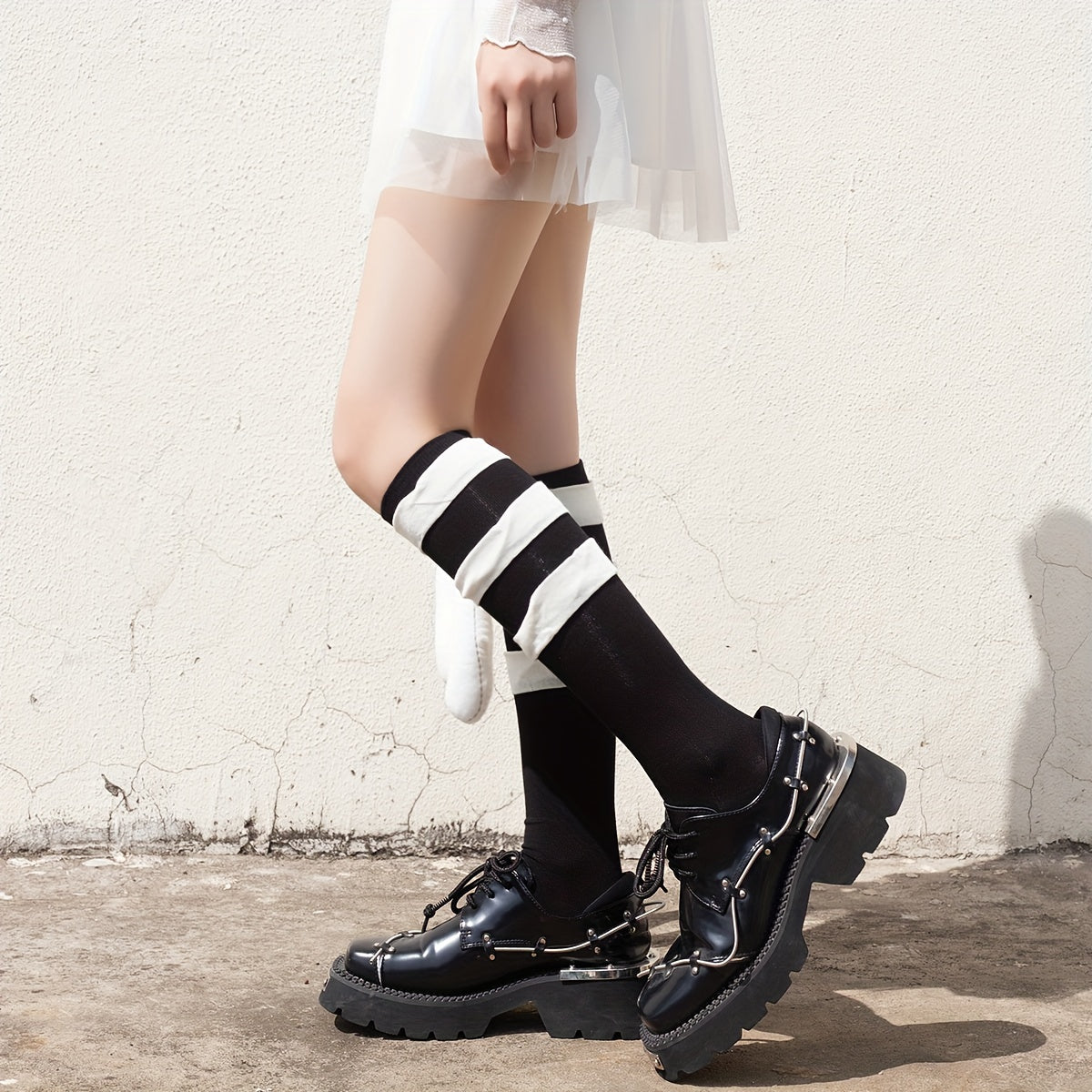 Colorblock Striped Calf Socks Knee High Stockings & Hosiery