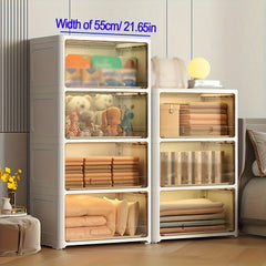 1pc Stackable Storage Cabinet with Lids Plastic Boxes Home Decor