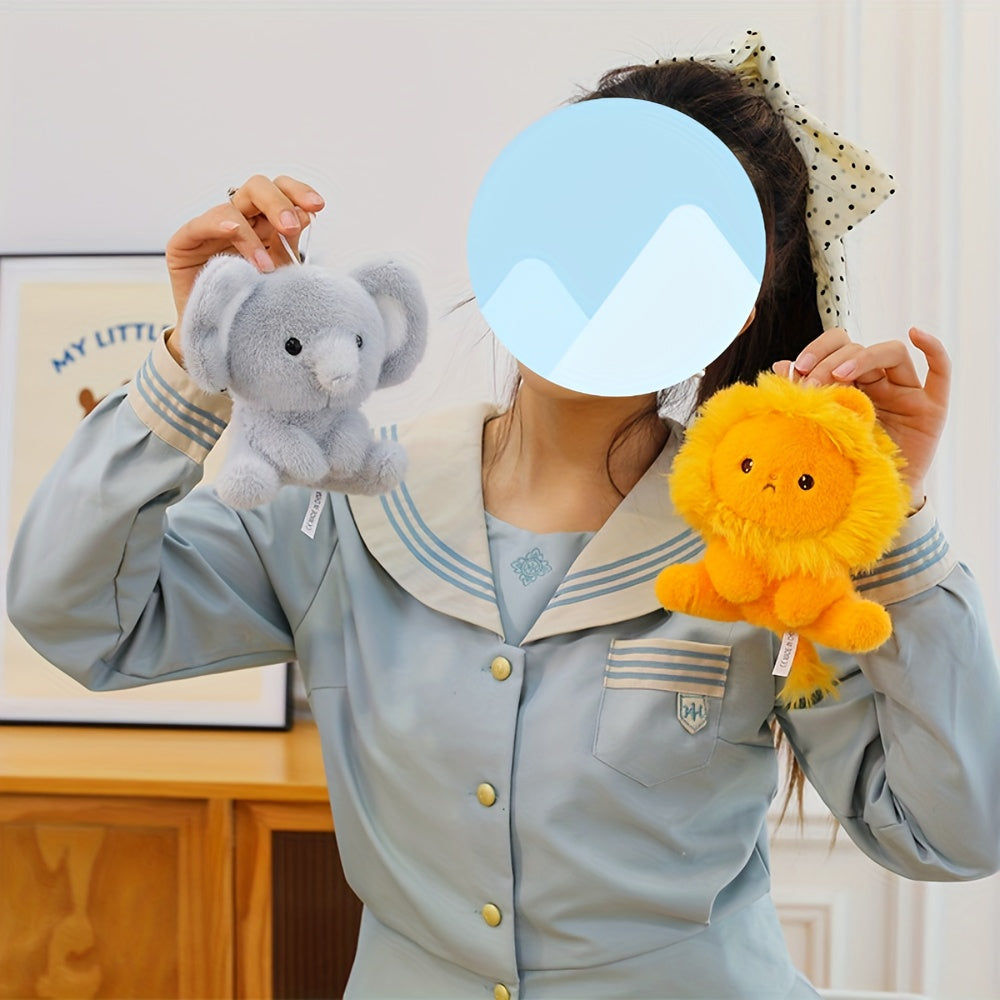Squatting Lion Plush Doll Soft Fluffy Desk Decor with Expressive Eyes