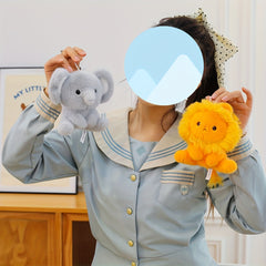 Squatting Lion Plush Doll Soft Fluffy Desk Decor with Expressive Eyes