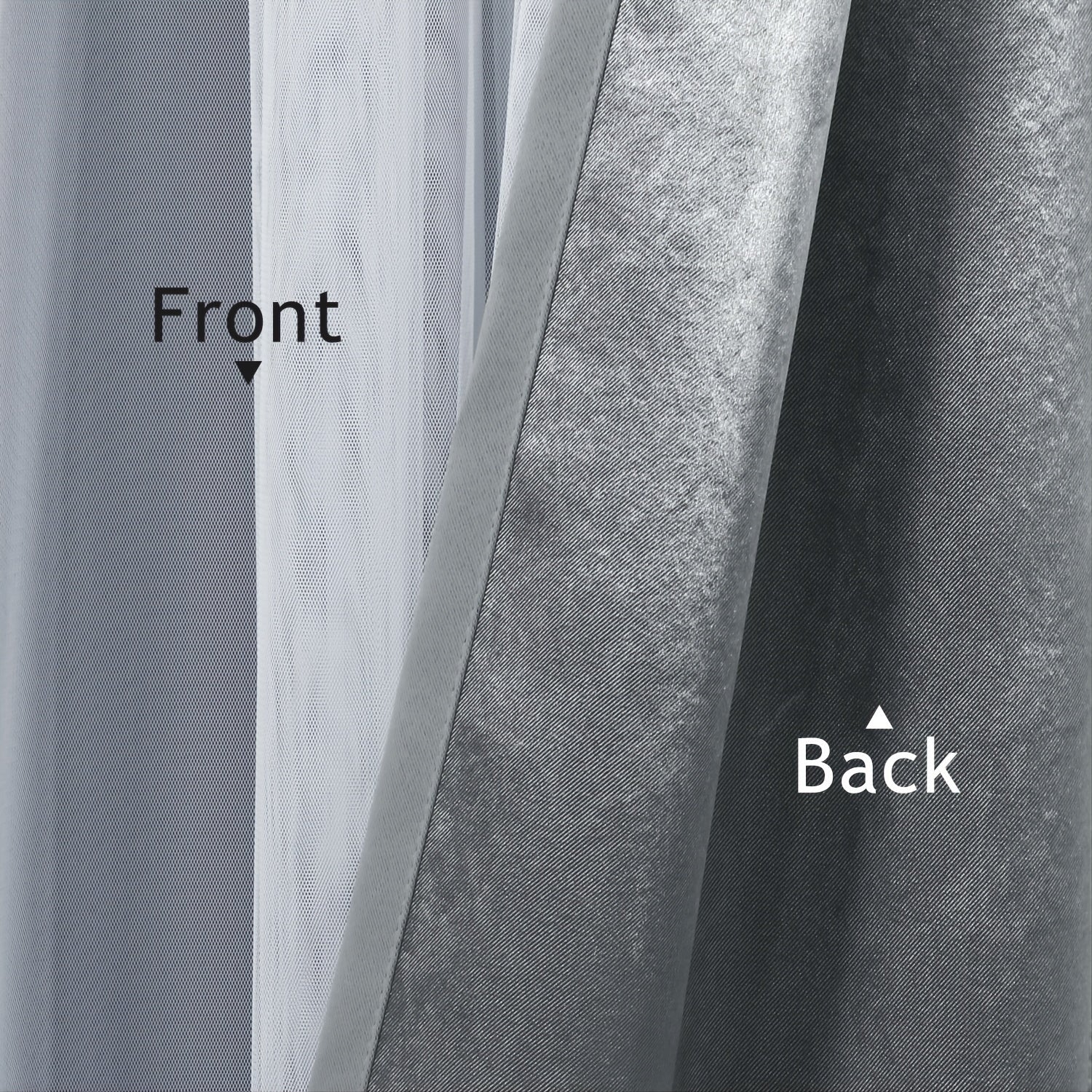 Blackout Curtains With Sheer Voile Double Layer Grey