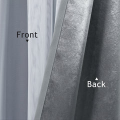 Blackout Curtains With Sheer Voile Double Layer Grey
