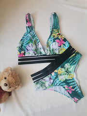 Tropical All Over Print Bikini Set Women's Swimwear