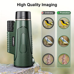 12x50 HD Monocular Telescope for Bird Watching Hiking Camping