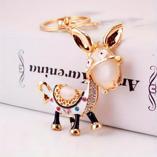 Donkey Rhinestone Keychain Animal Ornament Gift