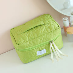 Large Capacity Cosmetic Bag Flower Quilted Makeup Organizer Handbag