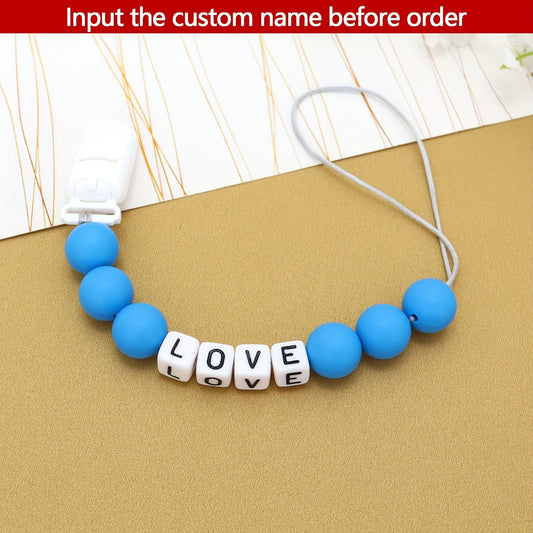 Personalised Baby Pacifier Holder Leash - Dummy Chain with Name