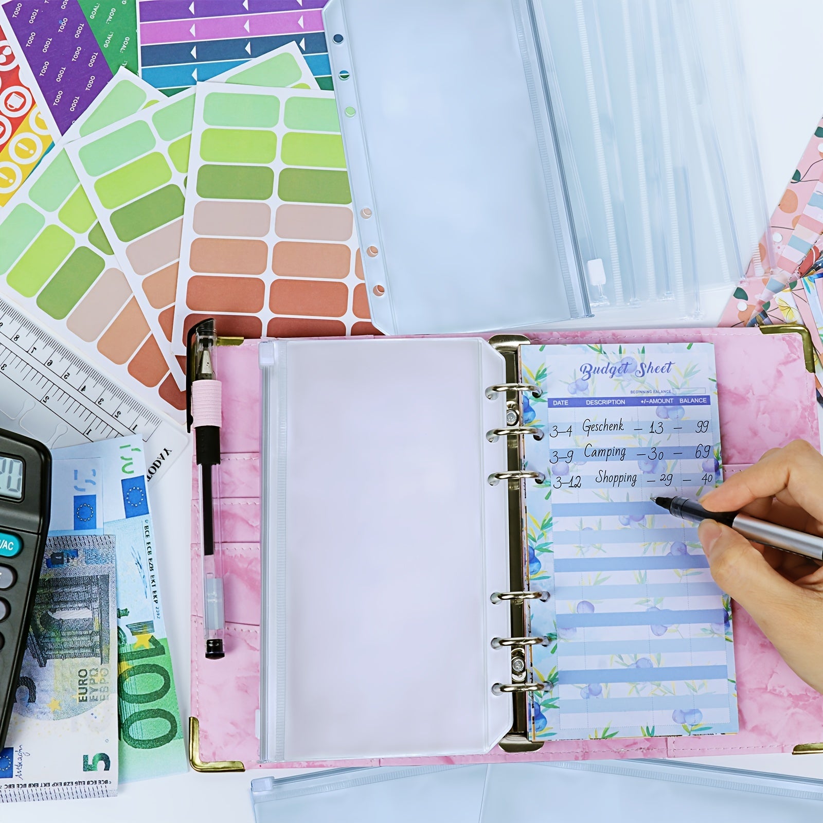 Budget Planner Binder A6 Faux Leather Marble Cover Financial Method Budget Book