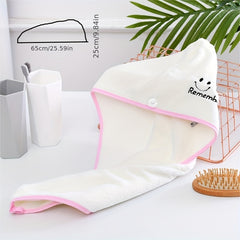 Embroidery Detail Hair Drying Cap Thickened Towel