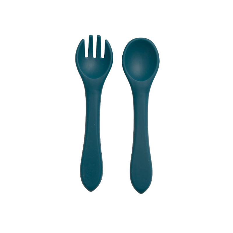 2pcs Baby Silicone BPA-Free Tableware Set with Spoon & Fork