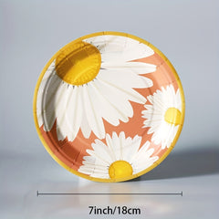 Daisy Tableware Set Disposable Cups Plates Napkins Flower Pattern Party Decor