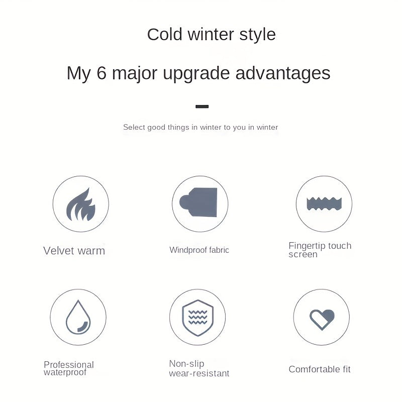 Waterproof Touch Screen Non slip Plus Velvet Windproof Warm Gloves