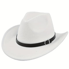 Vintage Cowboy Hat Classic Rolled Brim Fedora Cap Solid Felt Hat