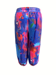  Tie Dye High Rise Drawstring Loose Carrot Pants