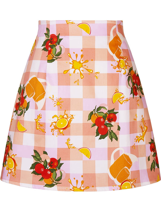Fruit Print Zip Back Skirt Casual Skirt for Spring & Summer Women's Clothing