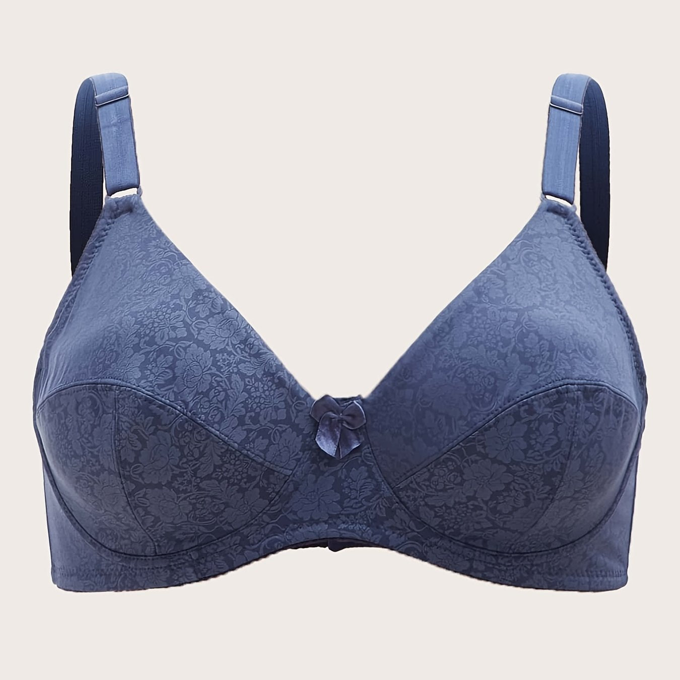 Floral Print Knot Front Push Up Bra Plus Size Medium Stretch Lingerie