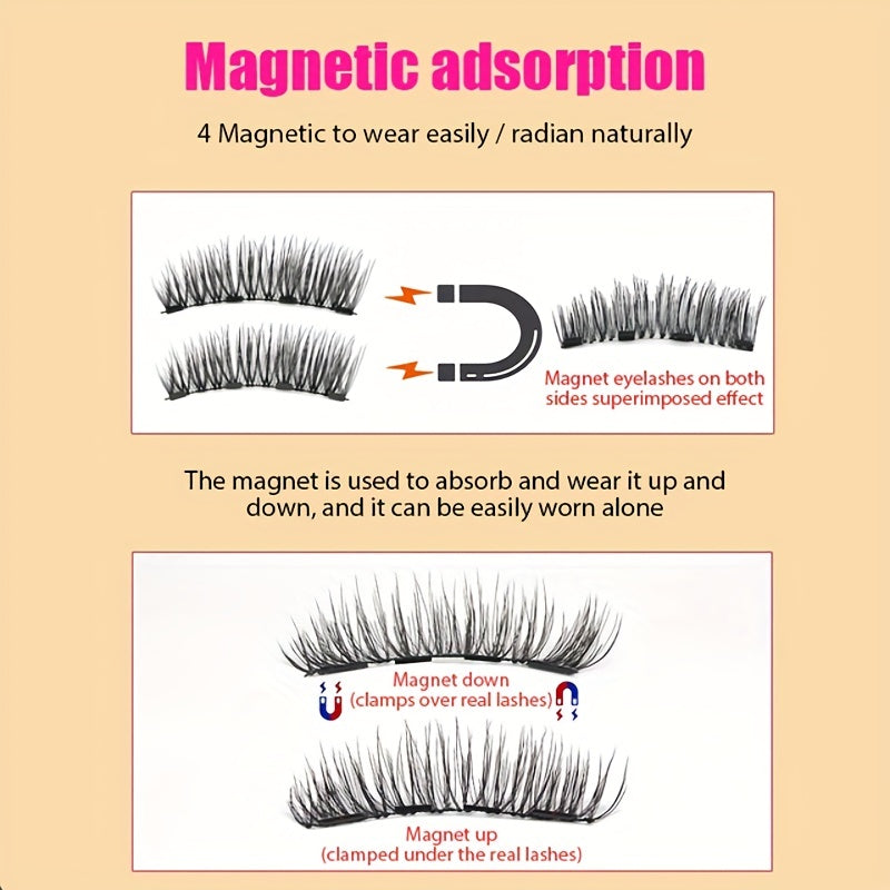 3D Magnetic False Eyelashes Faux Mink Lashes With Tweezers