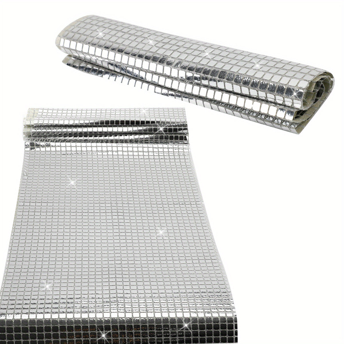 2pcs 33.02x177.8cm Silvery Glitter Disco Party Table Runner Mirror Sequin