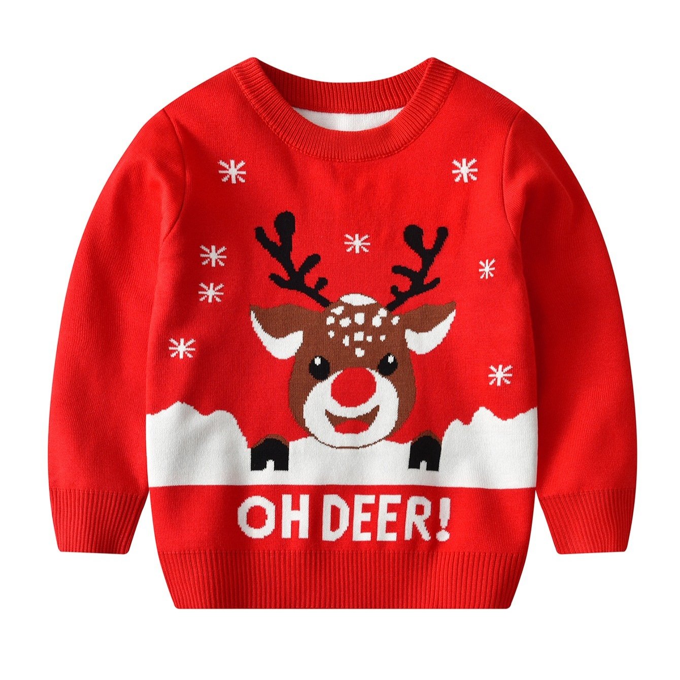 Boys Elk Print Knit Pullover Sweater Christmas Clothing