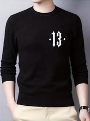 Men's Crew Neck Sweater Casual Warm Mid Stretch Knit Pullover for Fall Winter