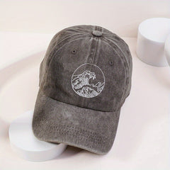 Vintage Ocean Wave Print Embroidered Baseball Cap