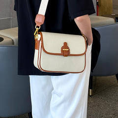 Stylish Beige & Brown Leather Crossbody Bag for Women
