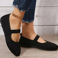 Women's Knitted Flat Shoes Comfortable Cut out Non Slip Elastic Slip On Shoes