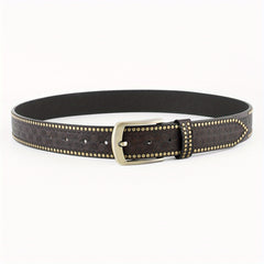 Men's Pin Buckle Floral Pattern Belt Rivet PU Leather Belt