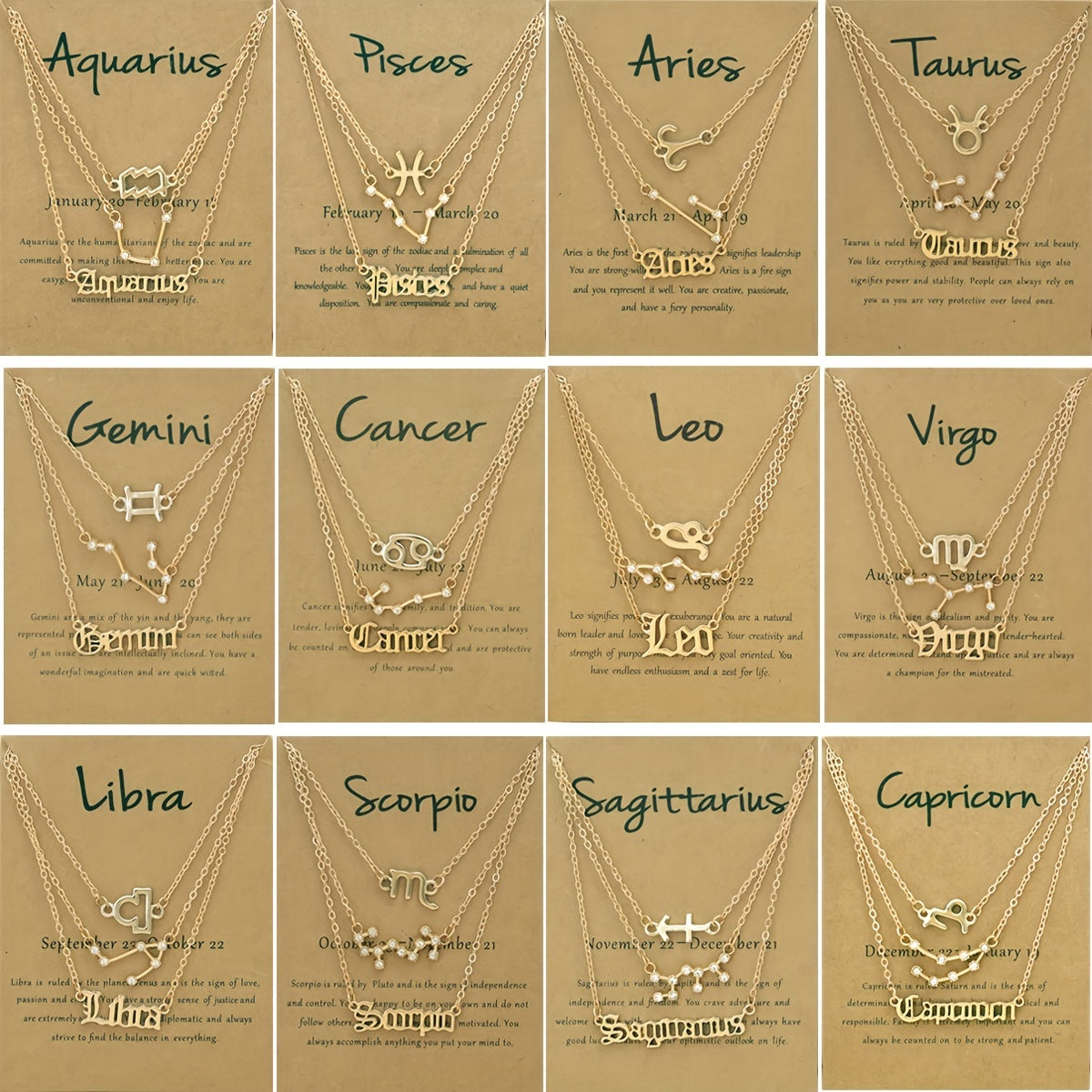 Zodiac Symbols Thin Chain Anklet Friendship Bracelet Gift For Women