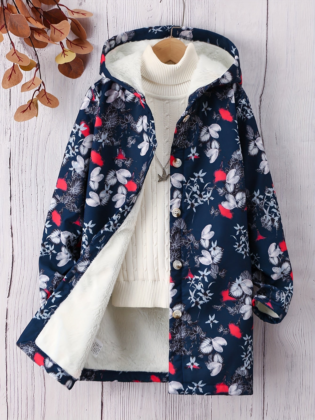 Girls Heavy Fleece Warm Hooded Winter Coat