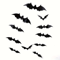 36pcs Halloween 3D Bat Decoration Stickers Waterproof Spooky Bats Room Decor