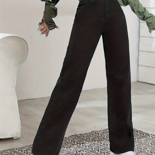 Baggy Straight Jeans Mid Waist Non Stretch Denim Pants Women's Clothing