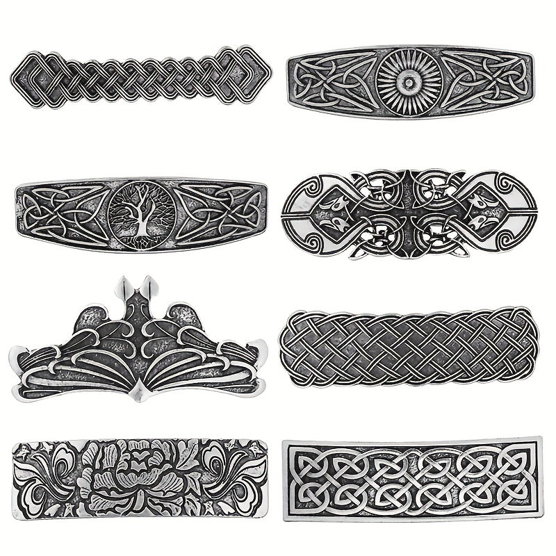 Vintage Silvery Hair Clip Viking Style Barrette Back Head Hair Clip
