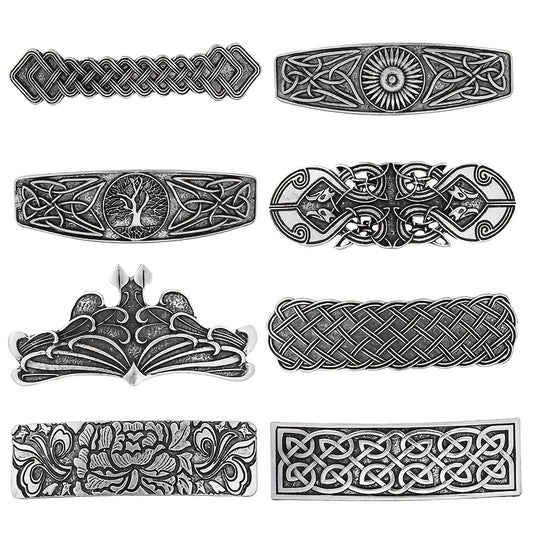Vintage Silvery Hair Clip Viking Style Barrette Back Head Hair Clip