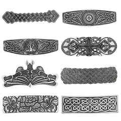 Vintage Silvery Hair Clip Viking Style Barrette Back Head Hair Clip