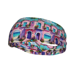 Vibrant Headband Sweat Wicking Stretchy Breathable Polyester Palm Trees Ocean